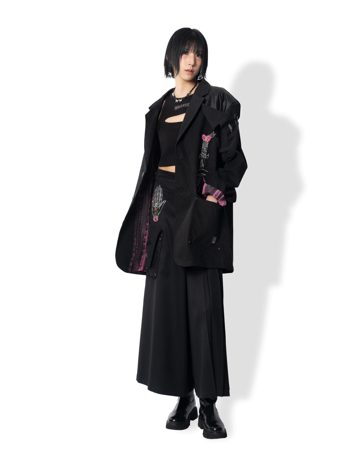Shoulder Wing Point Blazer (Black) — vue 7