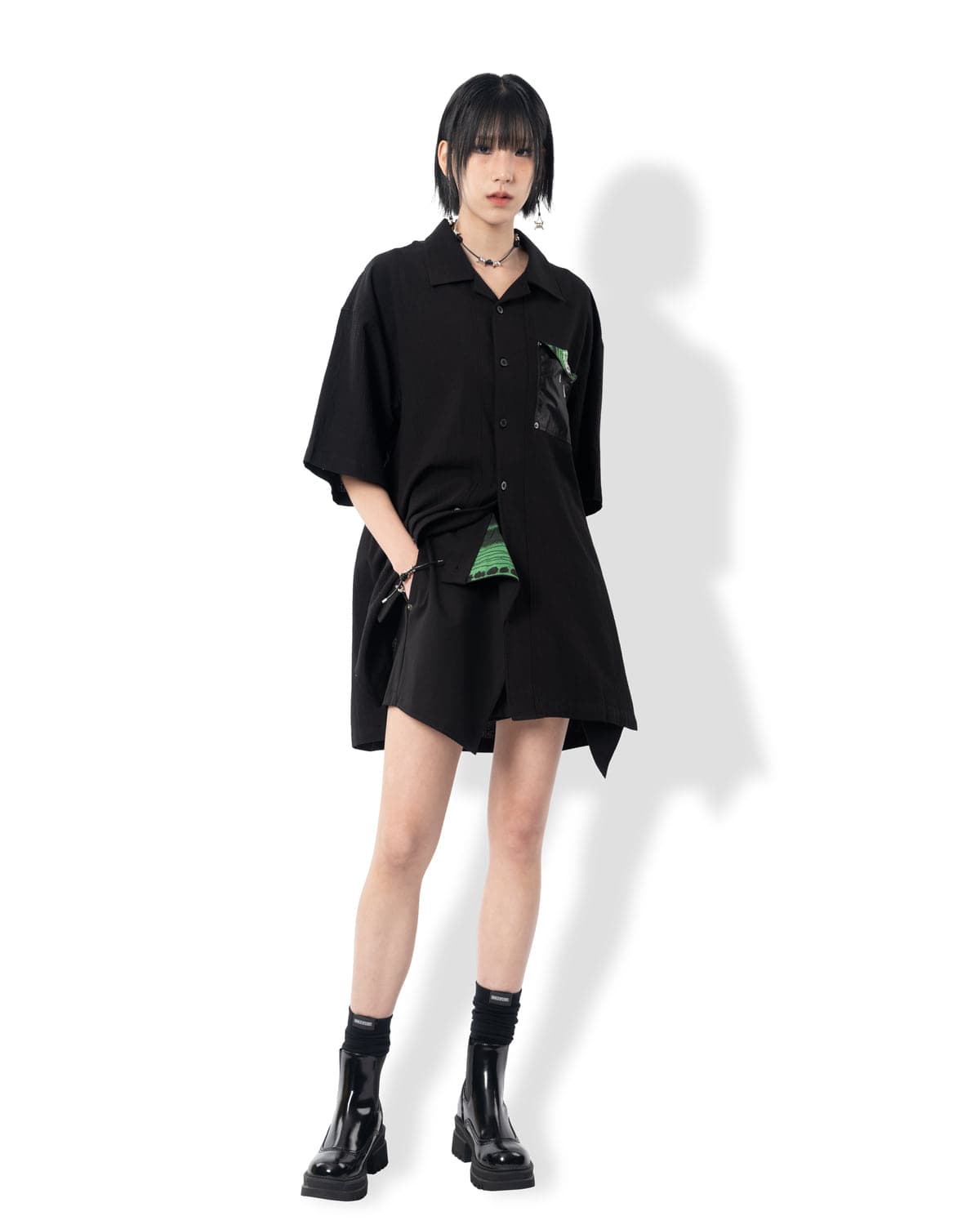Double Layered Wrap Skirt Pants (Black) — vue 7