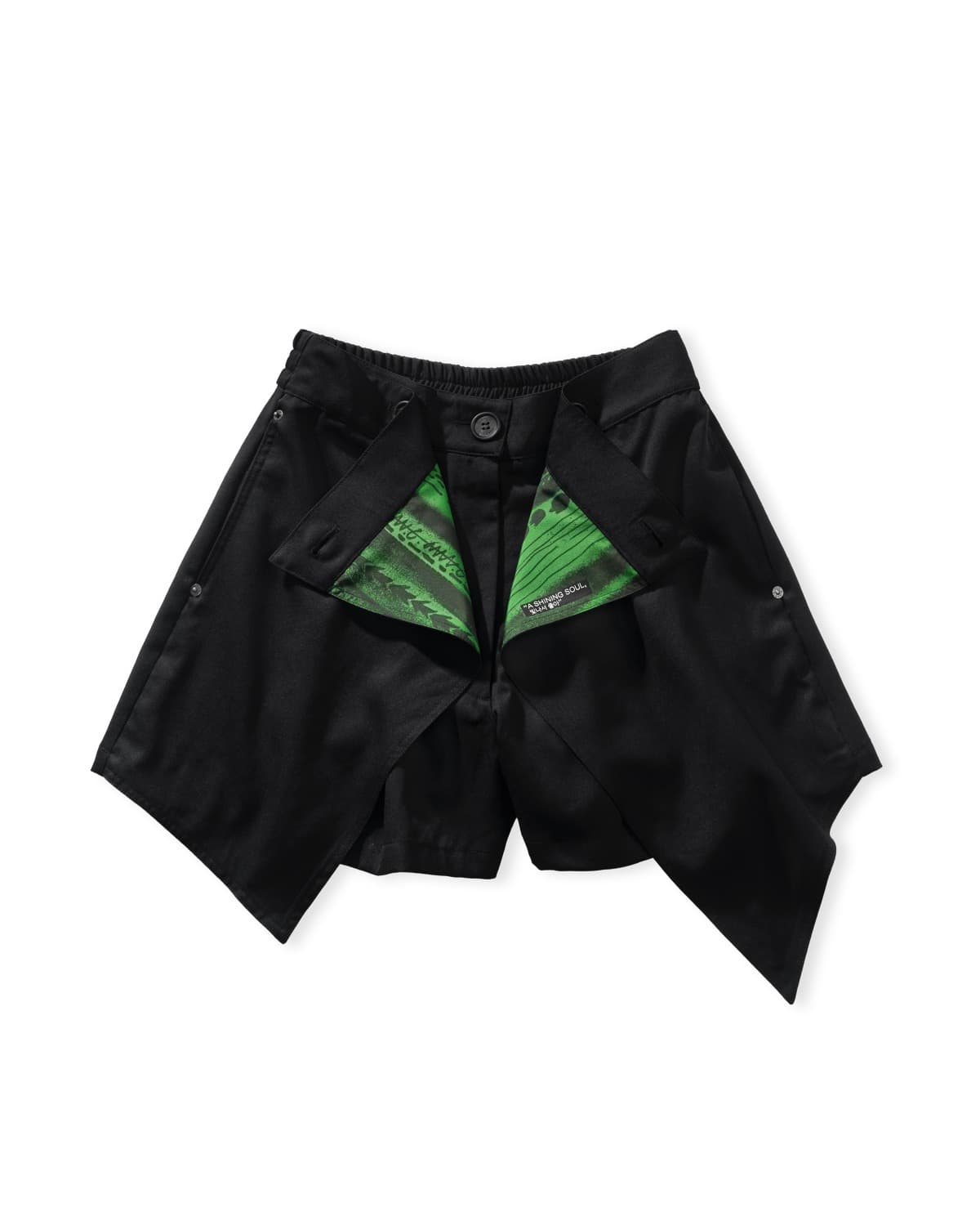 Double Layered Wrap Skirt Pants (Black) — vue 1