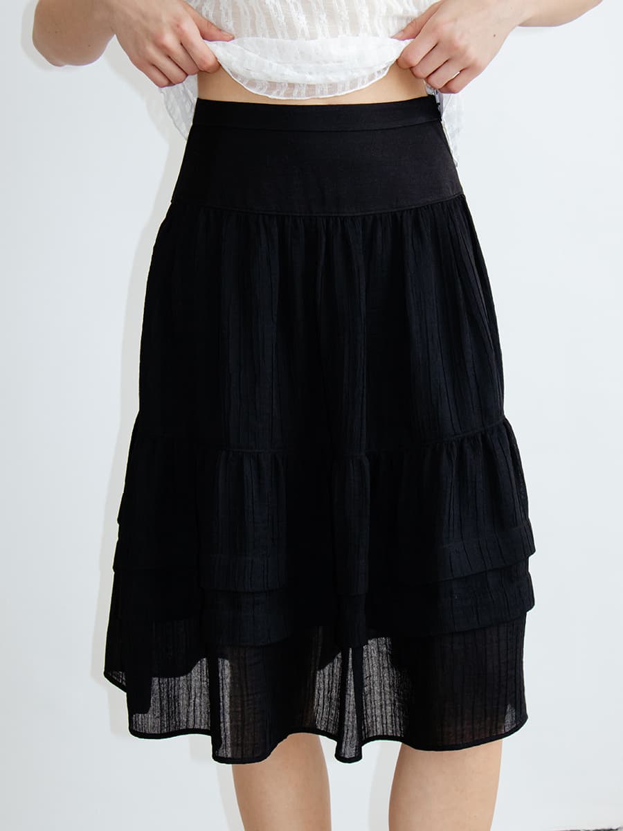 TIR SHEER TIERED MIDI SKIRT_BLACK — vue 7