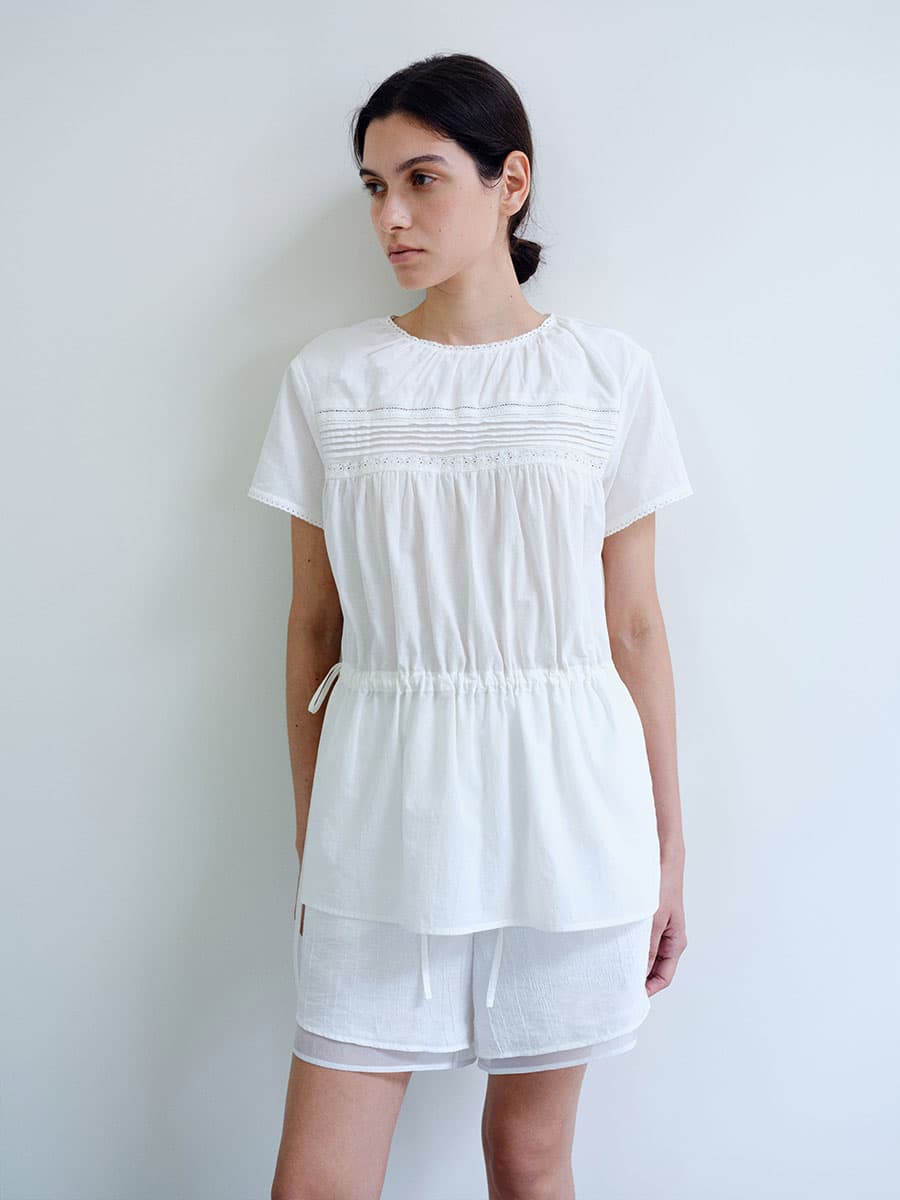 TIR PINTUCK LACE STRING BLOUSE_WHITE — vue 10