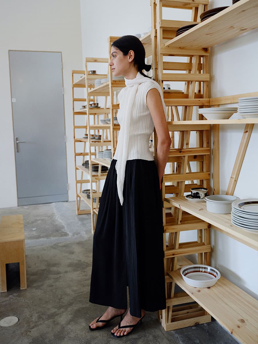 TIR PLEATED KNIT TOP_IVORY — vue 2