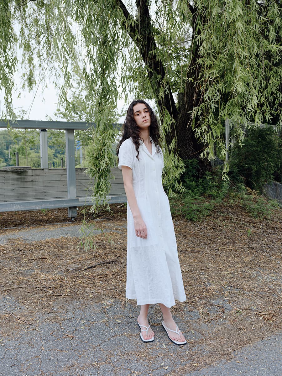 TIR OPEN COLLAR SHIRT DRESS_WHITE — vue 3