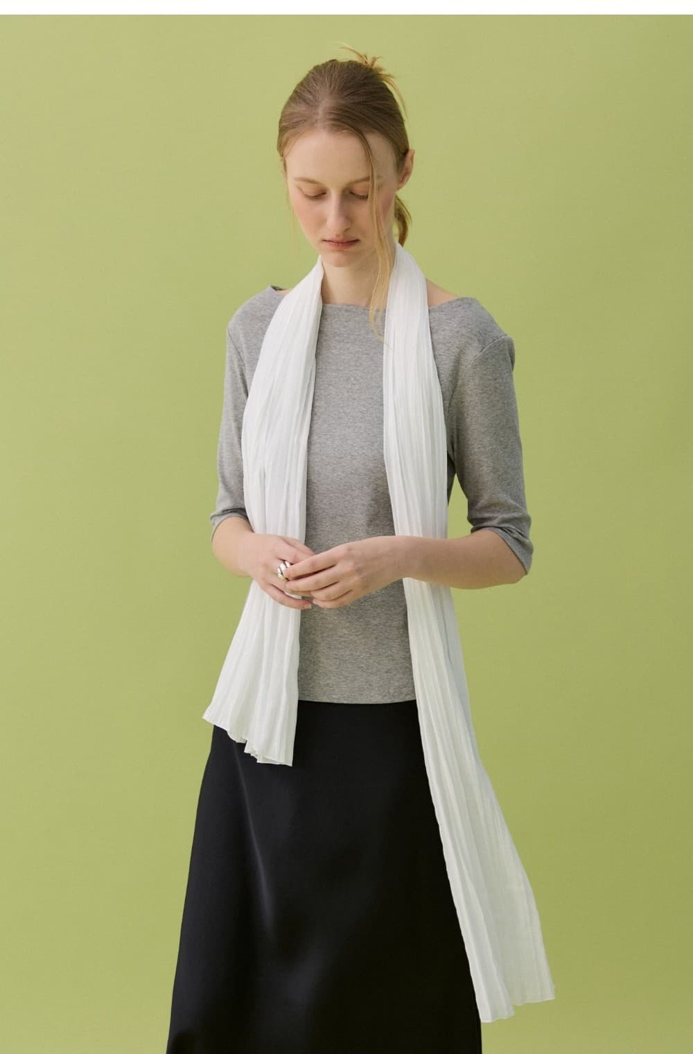LEAF BOAT NECK T-SHIRT - GRAY — vue 6