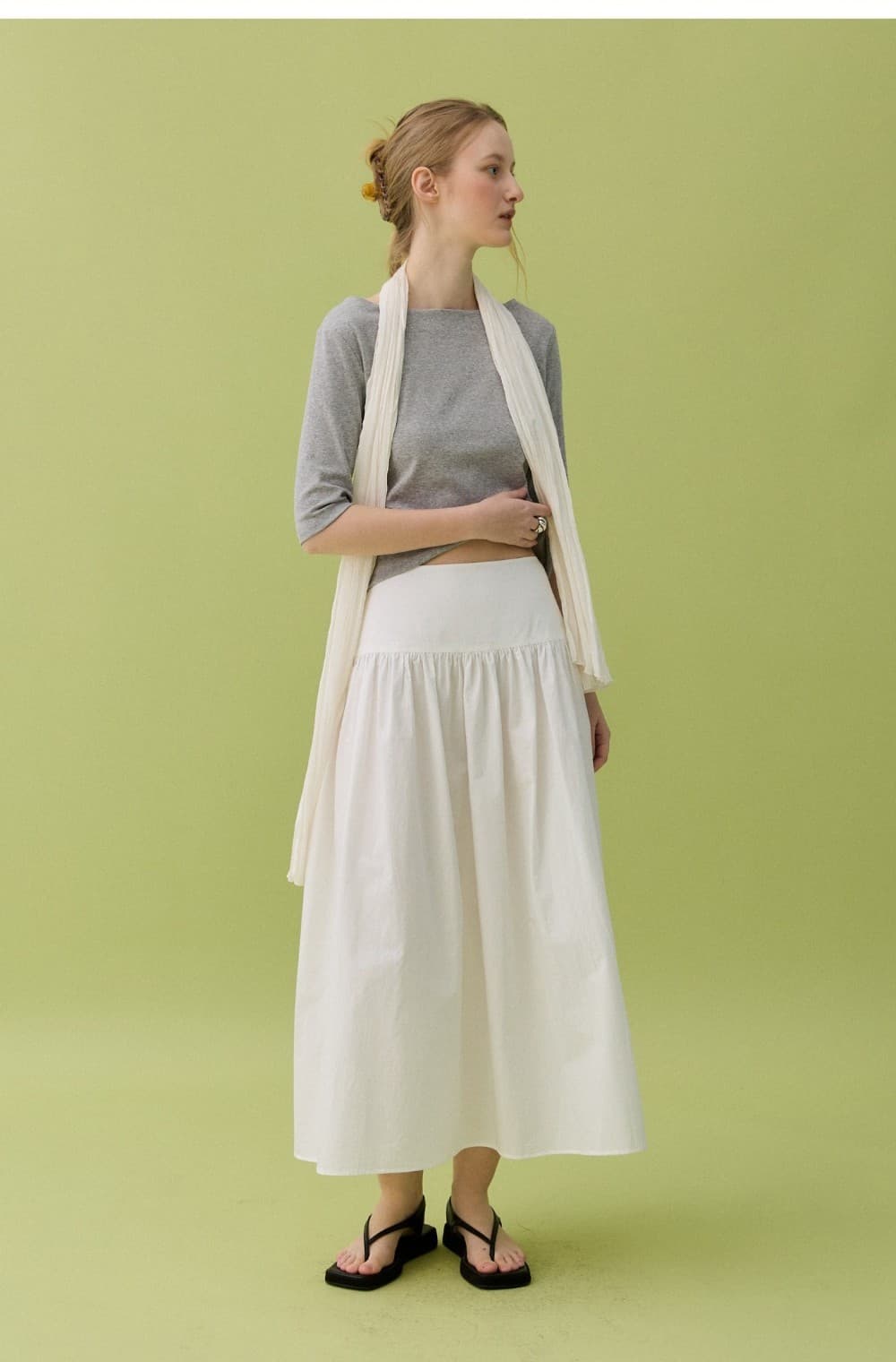 LEAF BOAT NECK T-SHIRT - GRAY — vue 10