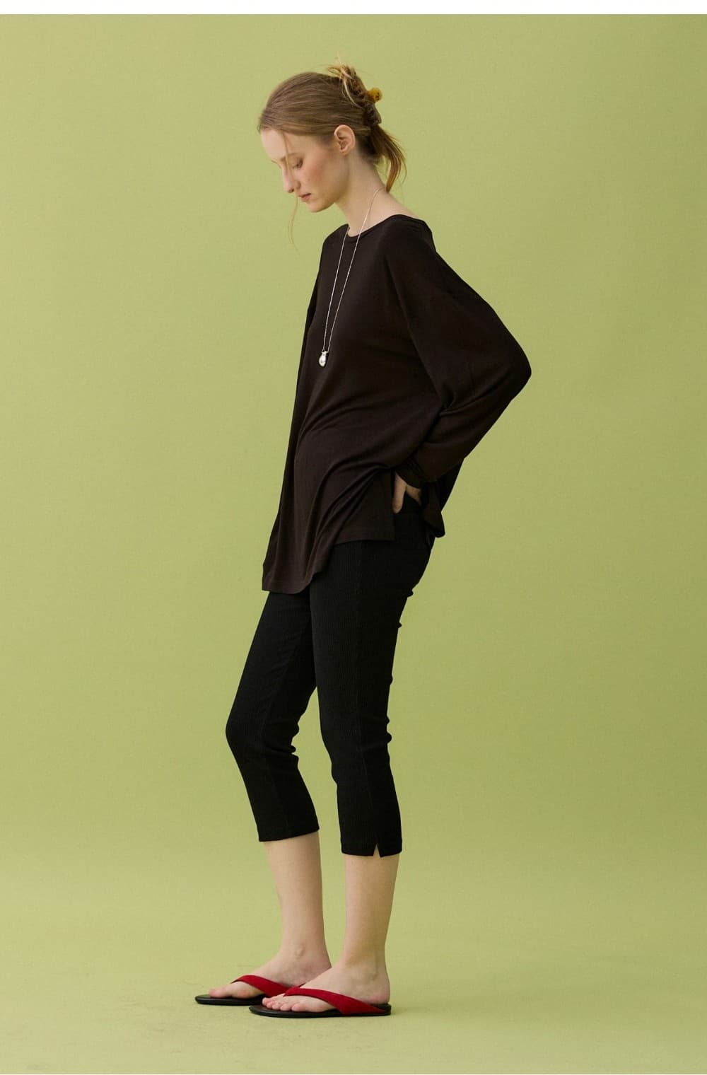 TENCEL BOX TEE - DARK BROWN — vue 9
