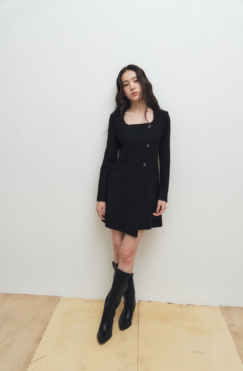 Square Neck Jacket Dress (Black) — vue 7