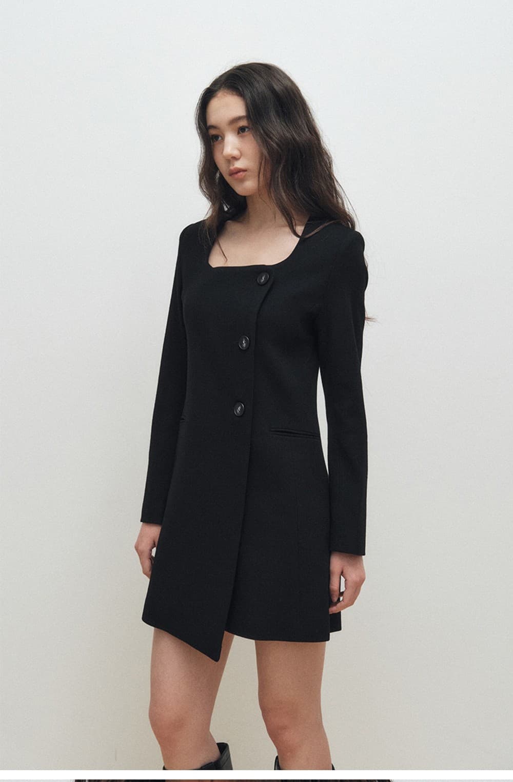 Square Neck Jacket Dress (Black) — vue 8