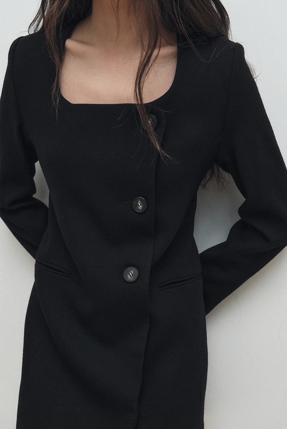 Square Neck Jacket Dress (Black) — vue 9