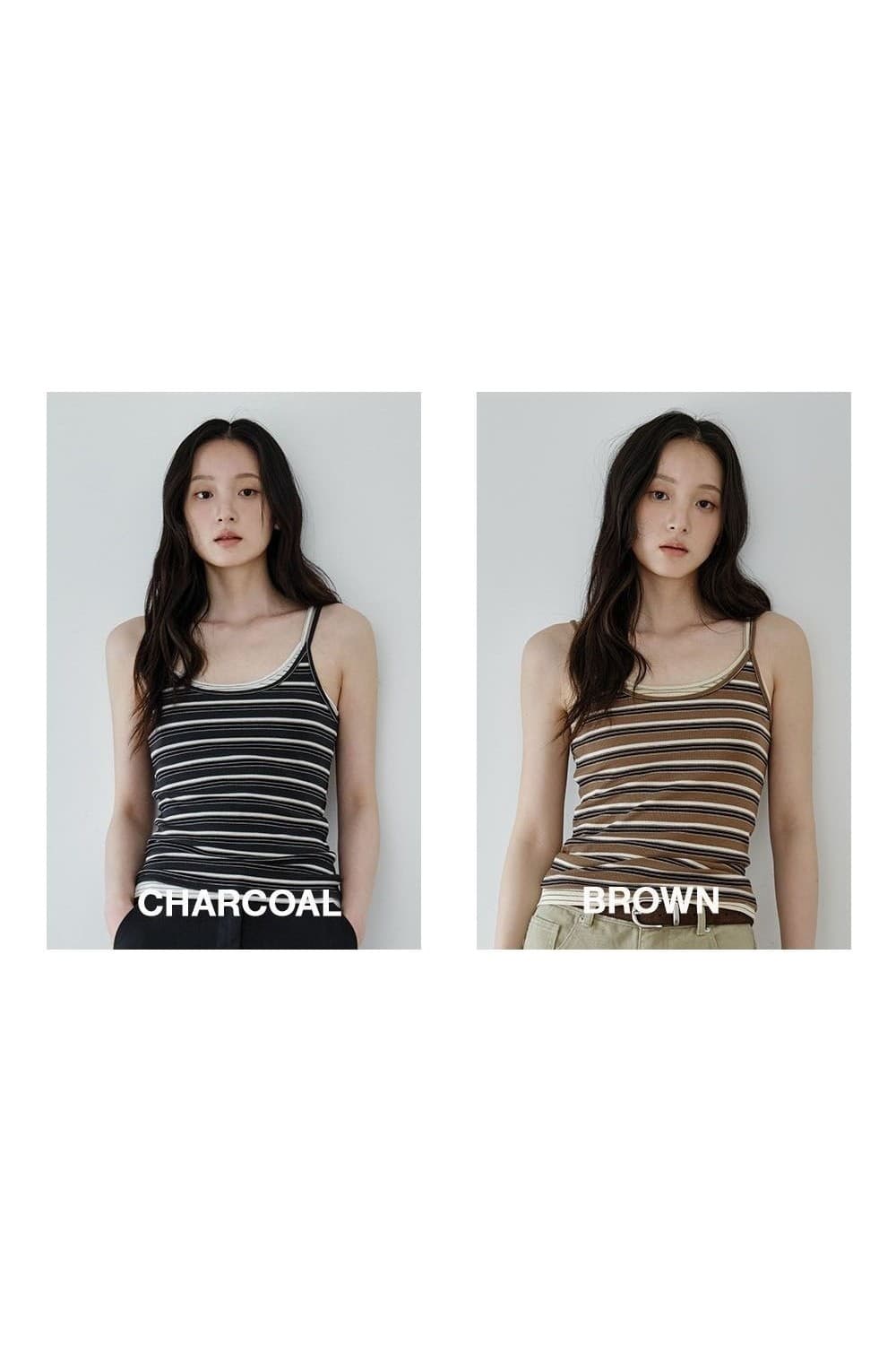 Bold Stripe Slim Sleeveless (Brown) — vue 2