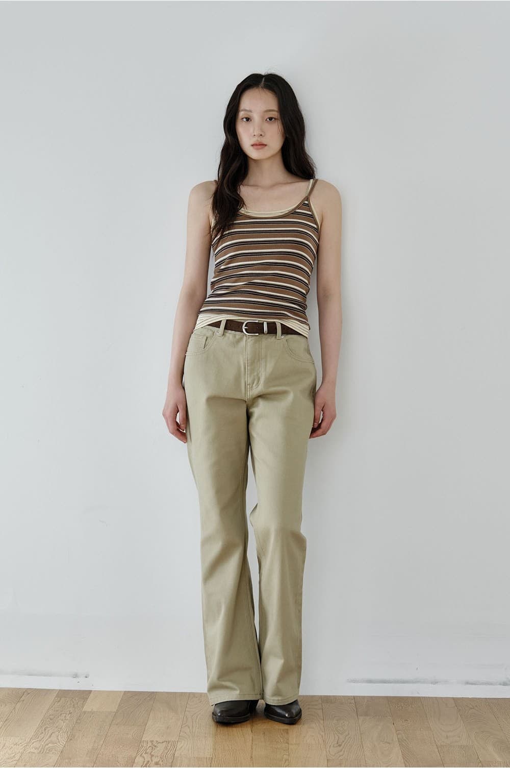 Bold Stripe Slim Sleeveless (Brown) — vue 5