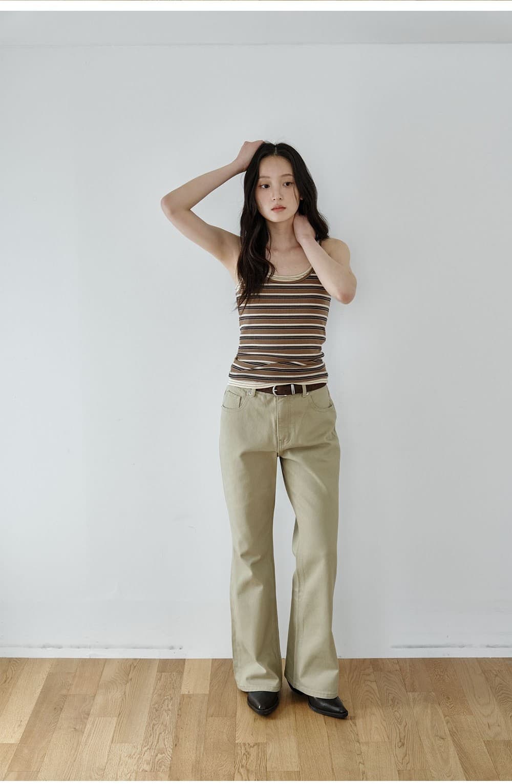 Bold Stripe Slim Sleeveless (Brown) — vue 7