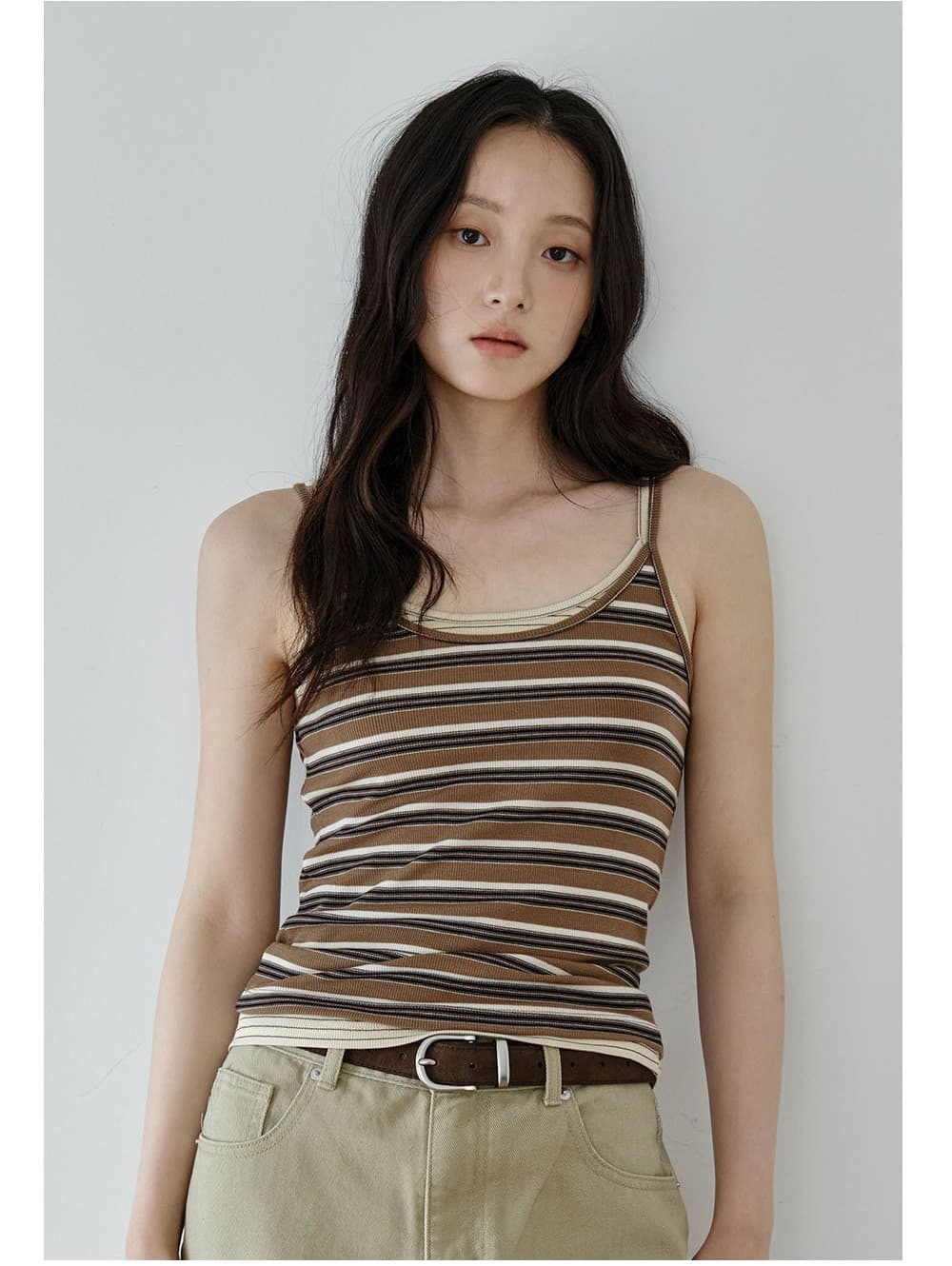Bold Stripe Slim Sleeveless (Brown) — vue 8