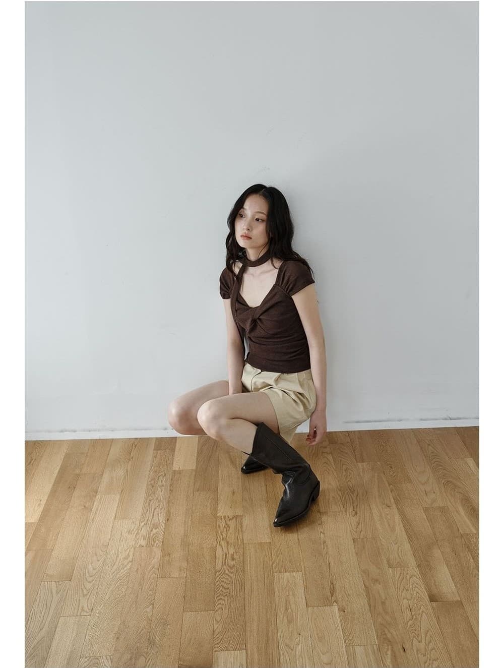 Scarf Twist Top (Brown) — vue 2