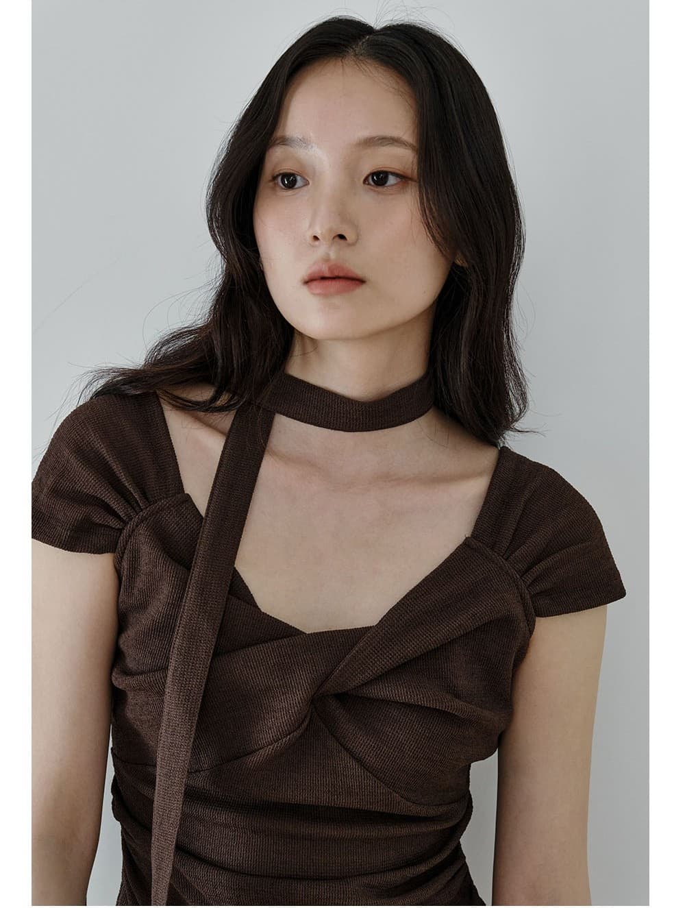 Scarf Twist Top (Brown) — vue 5