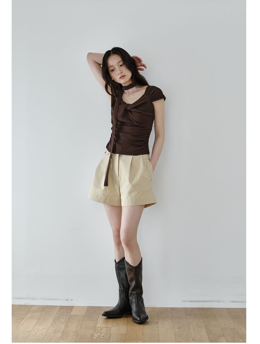 Scarf Twist Top (Brown) — vue 7