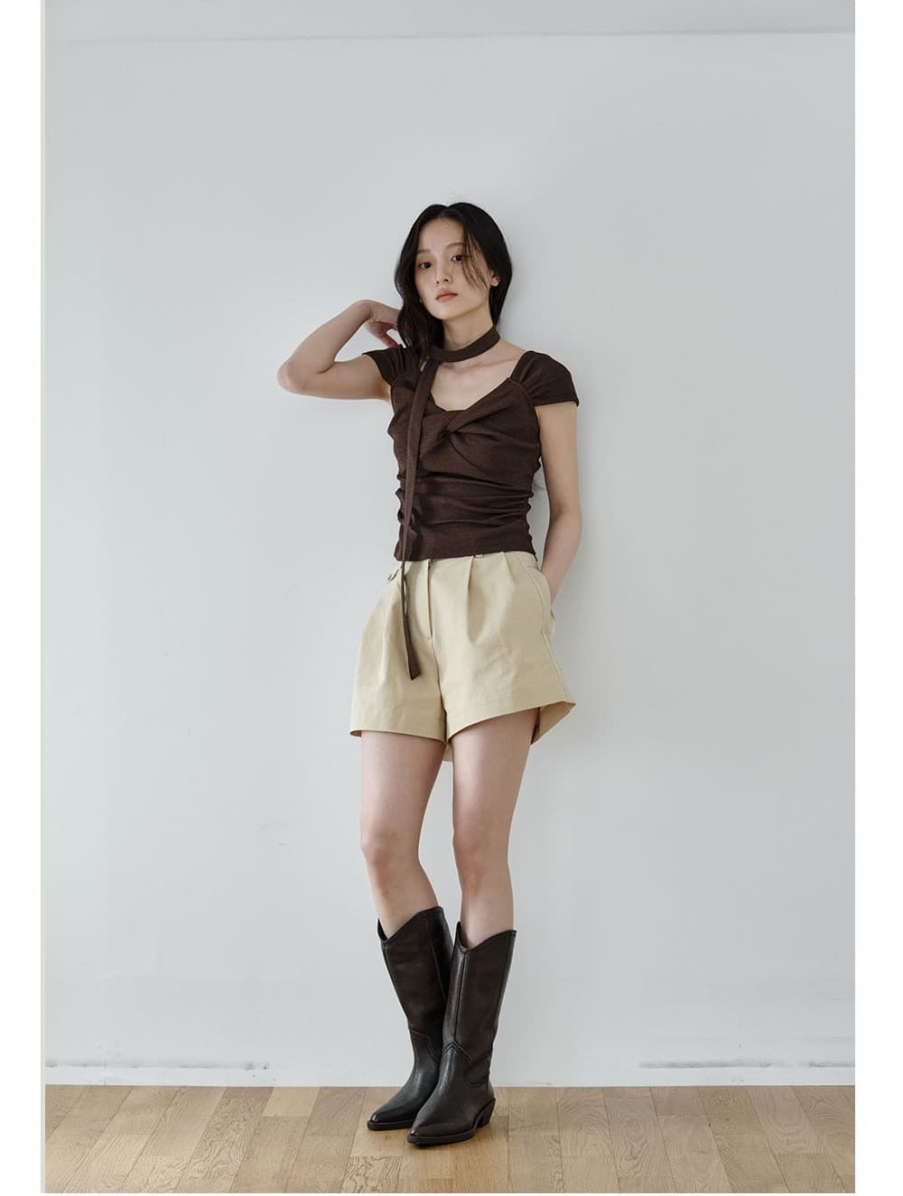 Scarf Twist Top (Brown) — vue 8
