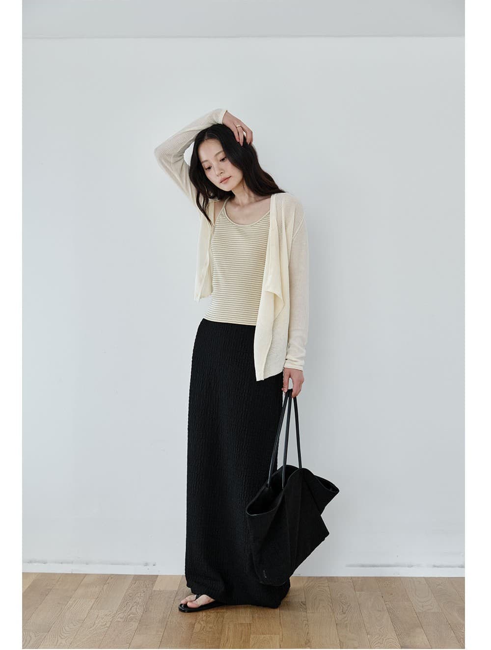 Asymmetric Drape Cardigan (Natural) — vue 9