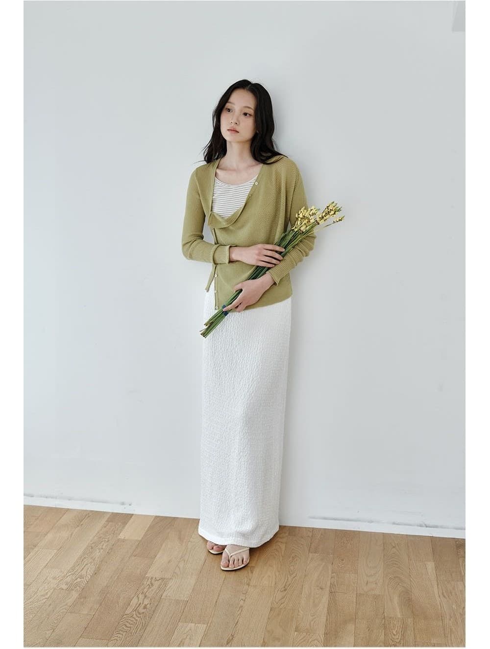 Asymmetric Drape Cardigan (Green) — vue 4