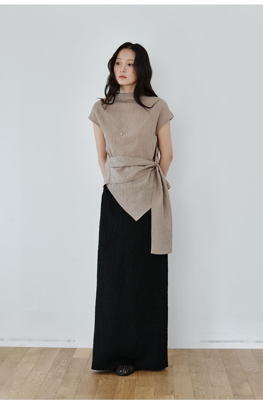 Wrap-Tie Blouse (Beige) — vue 5
