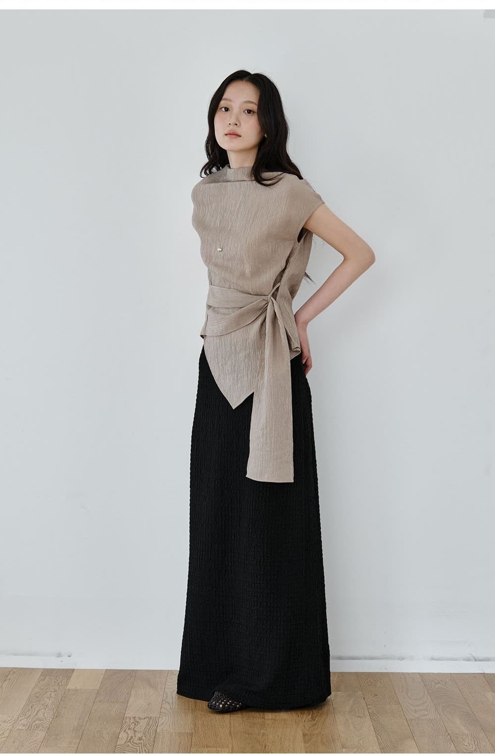 Wrap-Tie Blouse (Beige) — vue 6