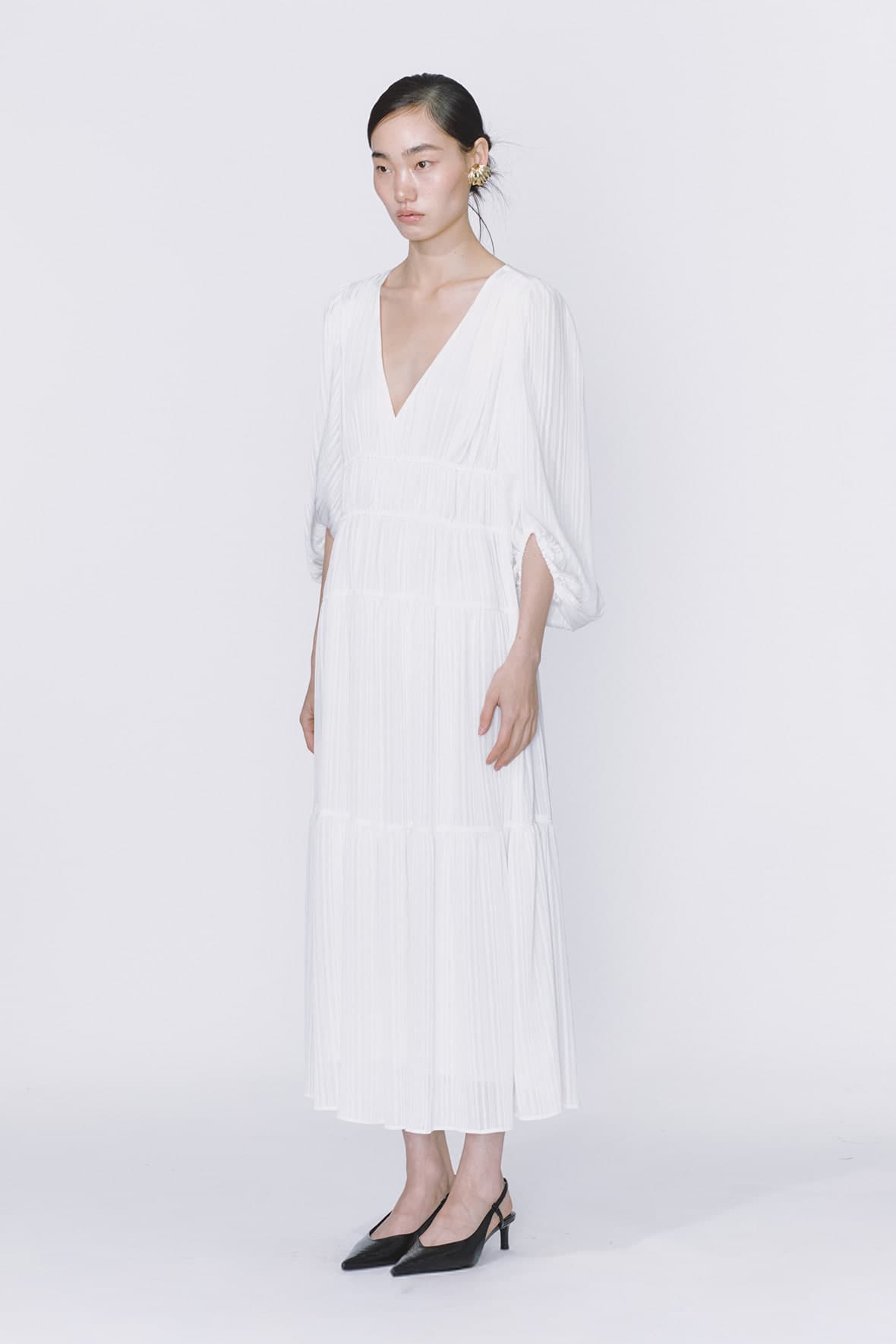 Striped Tiered V-Neck Maxi Dress — vue 6