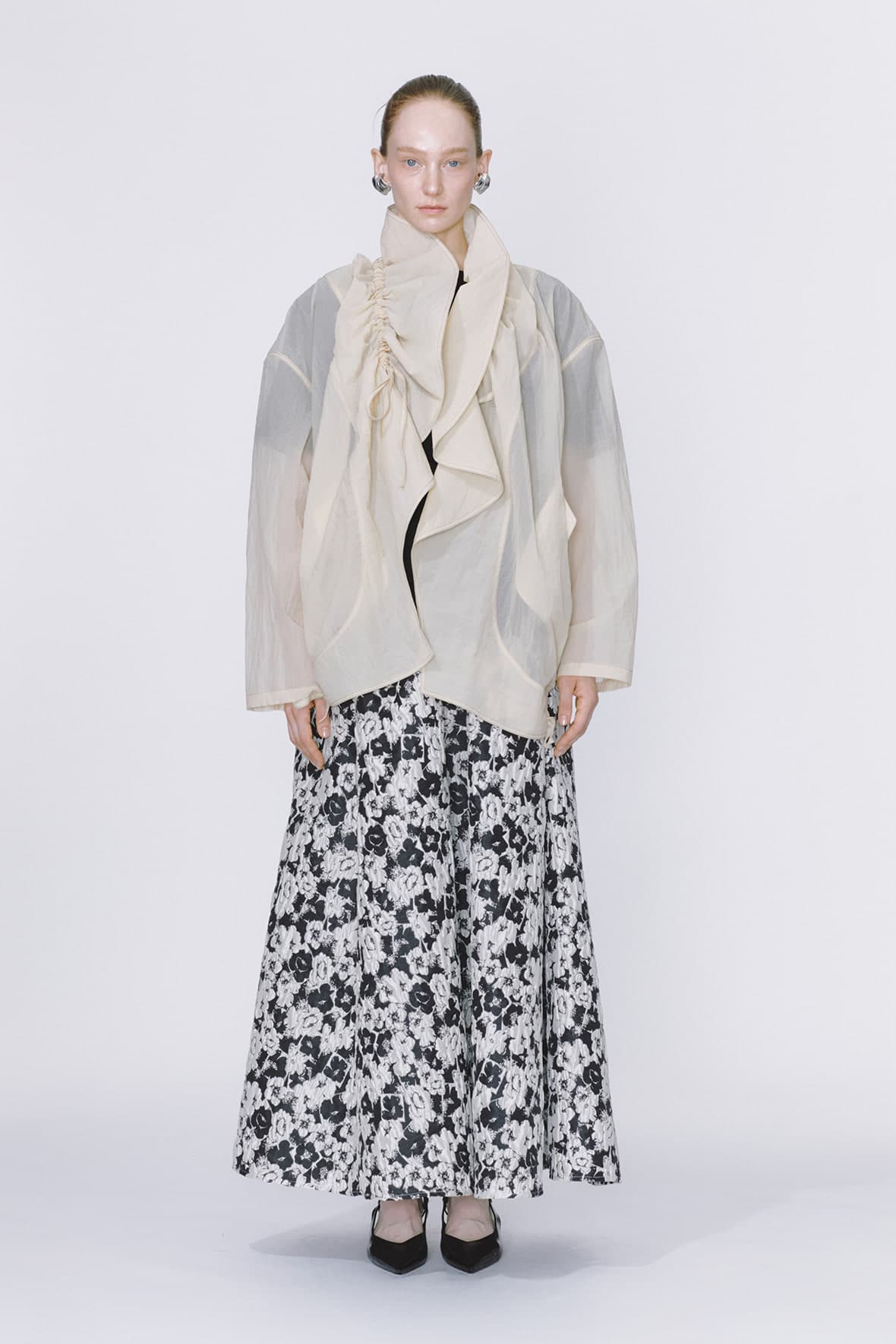 Oversized Drawstring Shawl Collar Jumper — vue 1