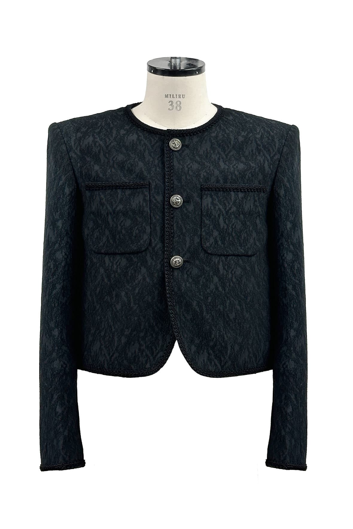 Cropped Curved Hem 2-Pocket Tweed Jacket — vue 2