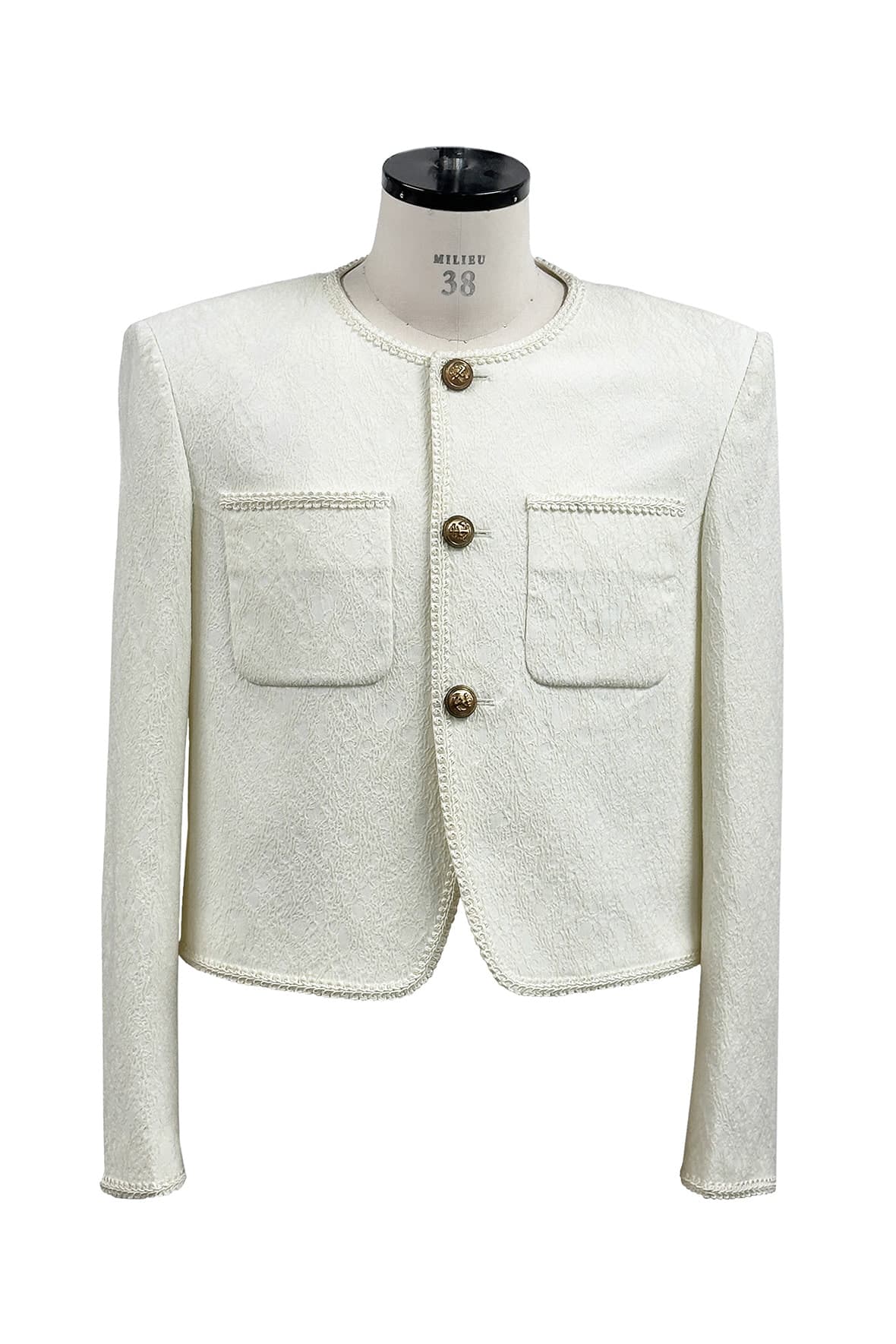 Cropped Curved Hem 2-Pocket Tweed Jacket — vue 2