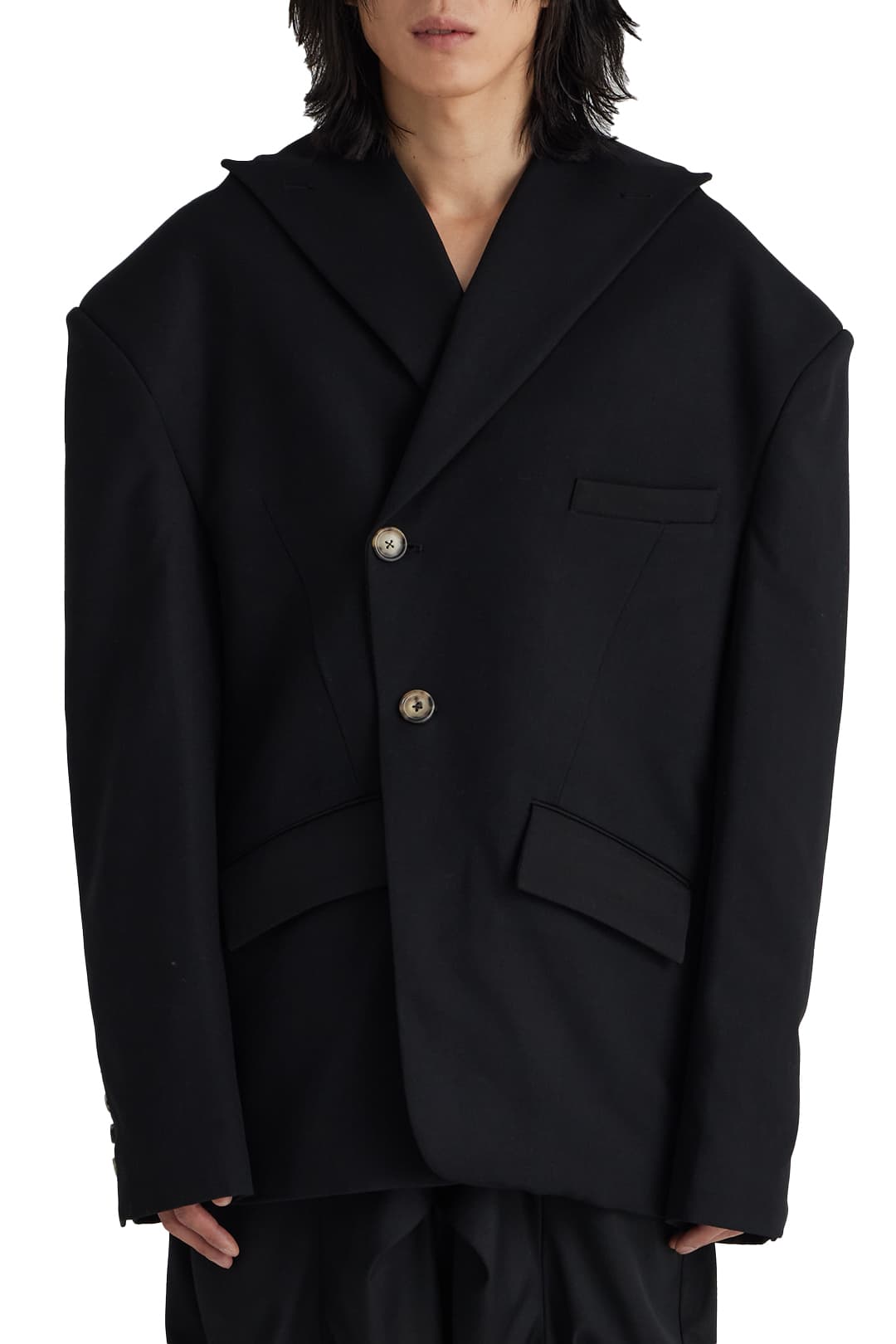 Hood Draped Blazer (Black) — vue 5