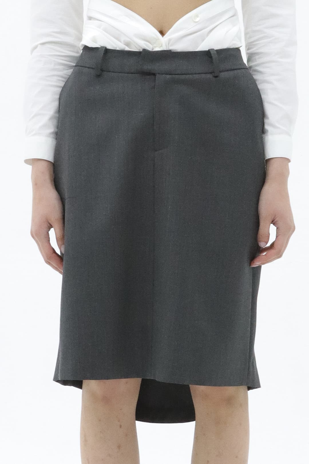 Origami Detail Midi-Skirts (Grey) — vue 3