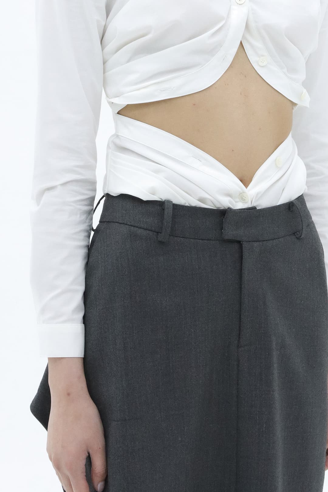 Origami Detail Midi-Skirts (Grey) — vue 6
