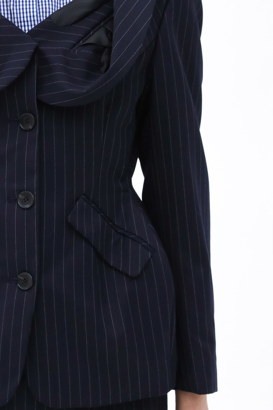 Origami Collar Hourglass Blazer (Navy) — vue 5