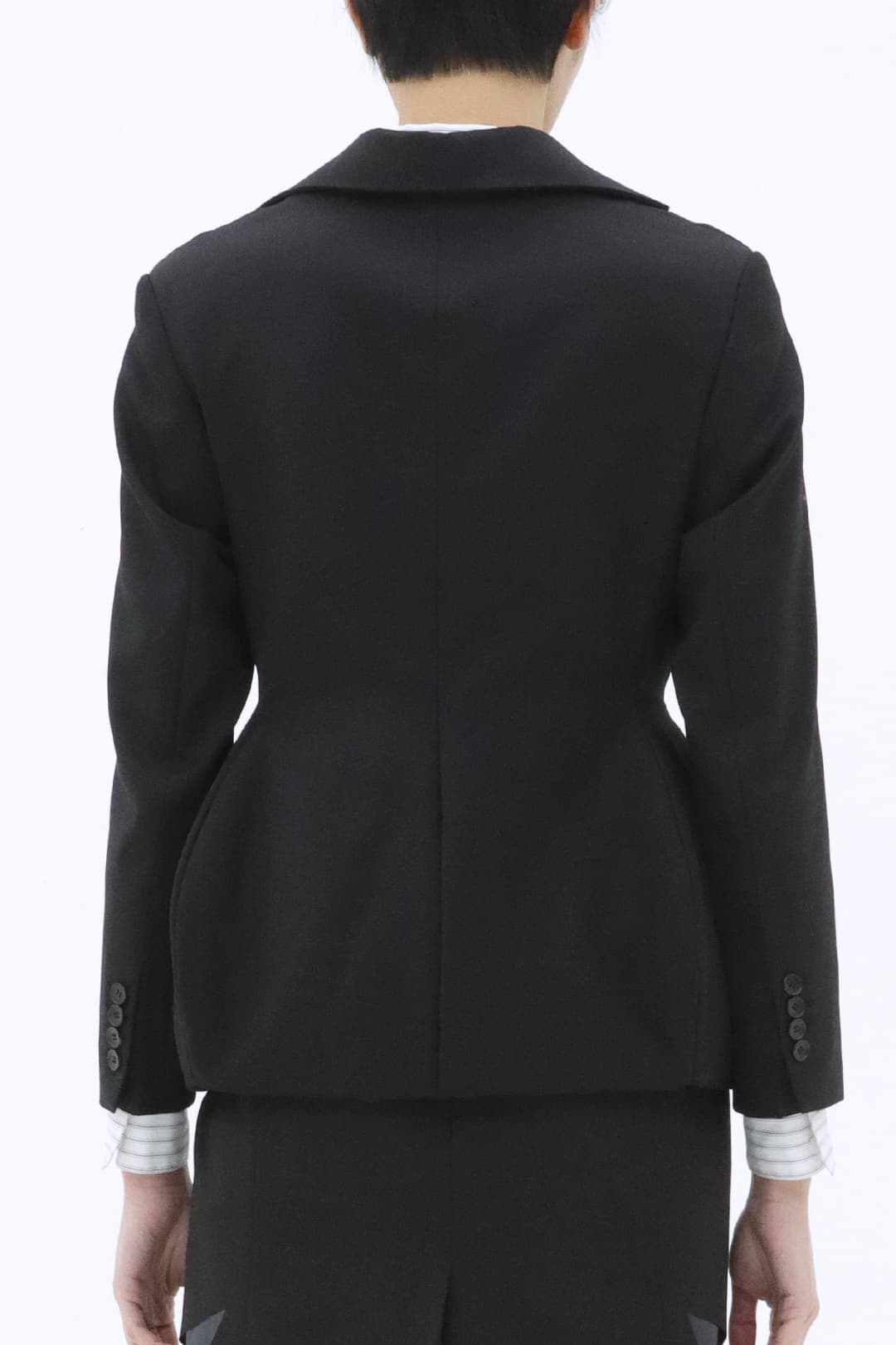 Origami Collar Hourglass Blazer (Black) — vue 2