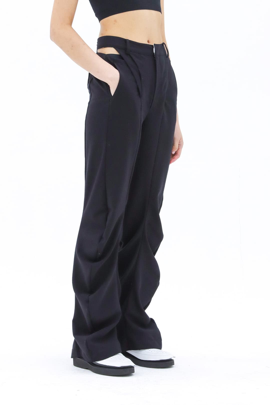 Bootcut Wave Trousers (Black) — vue 3