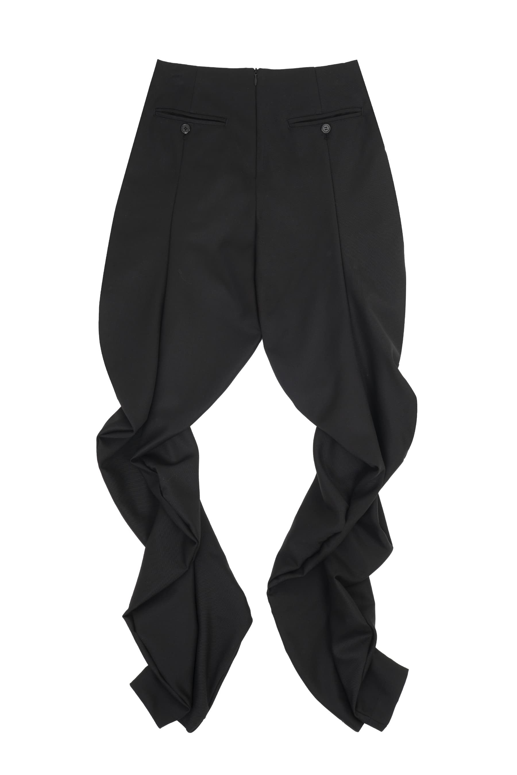 Double Draped Wave Trousers (Black) — vue 2