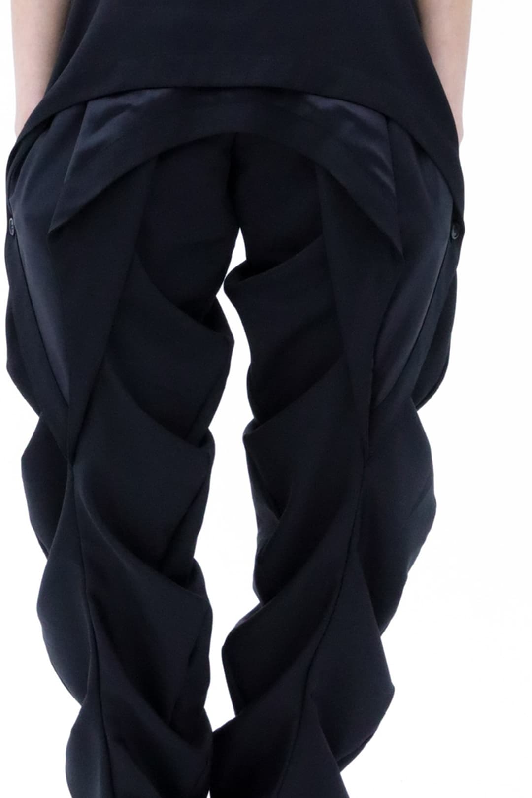 Double Draped Wave Trousers (Black) — vue 6