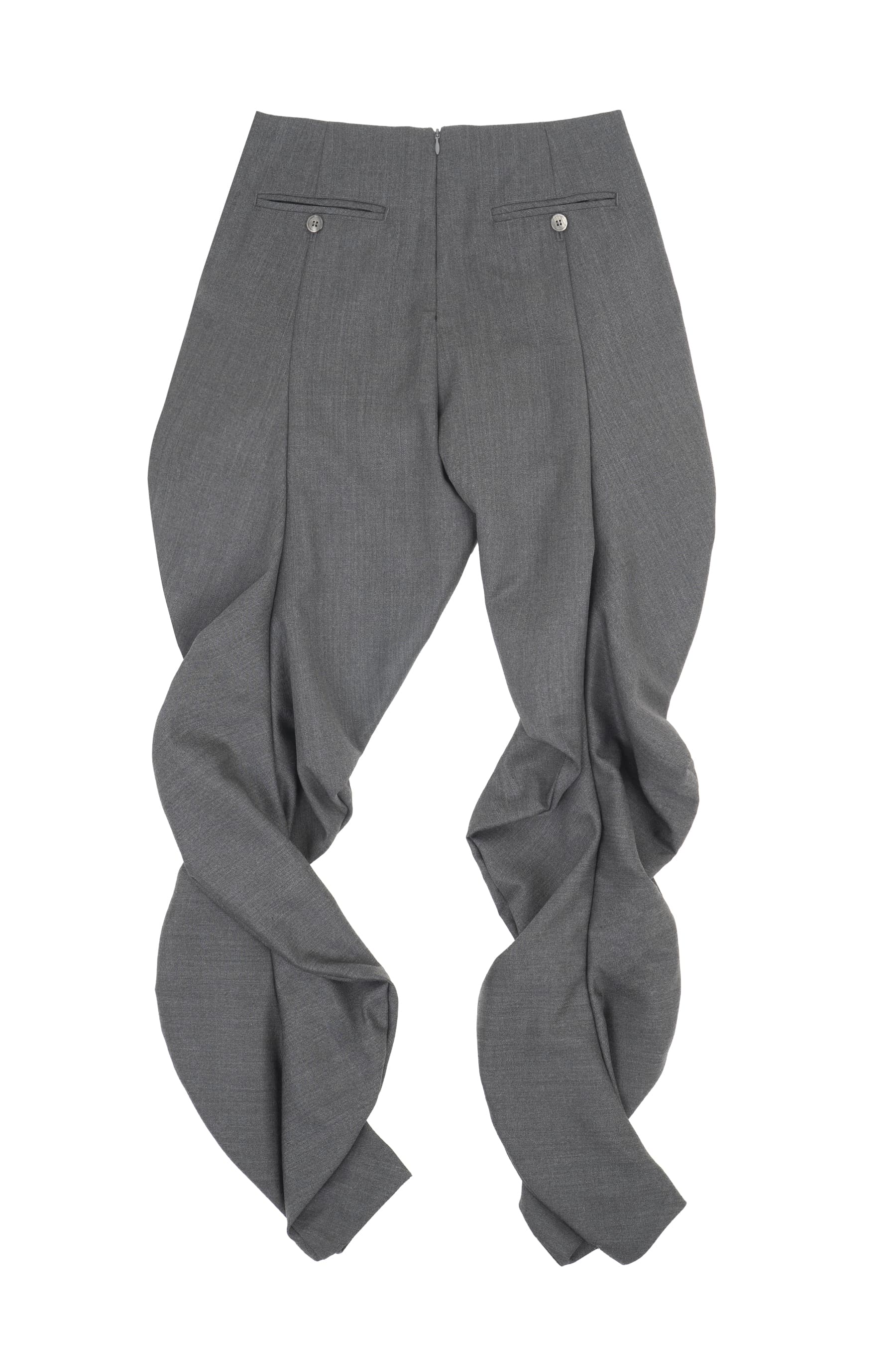 Double Draped Wave Trousers (Grey) — vue 2