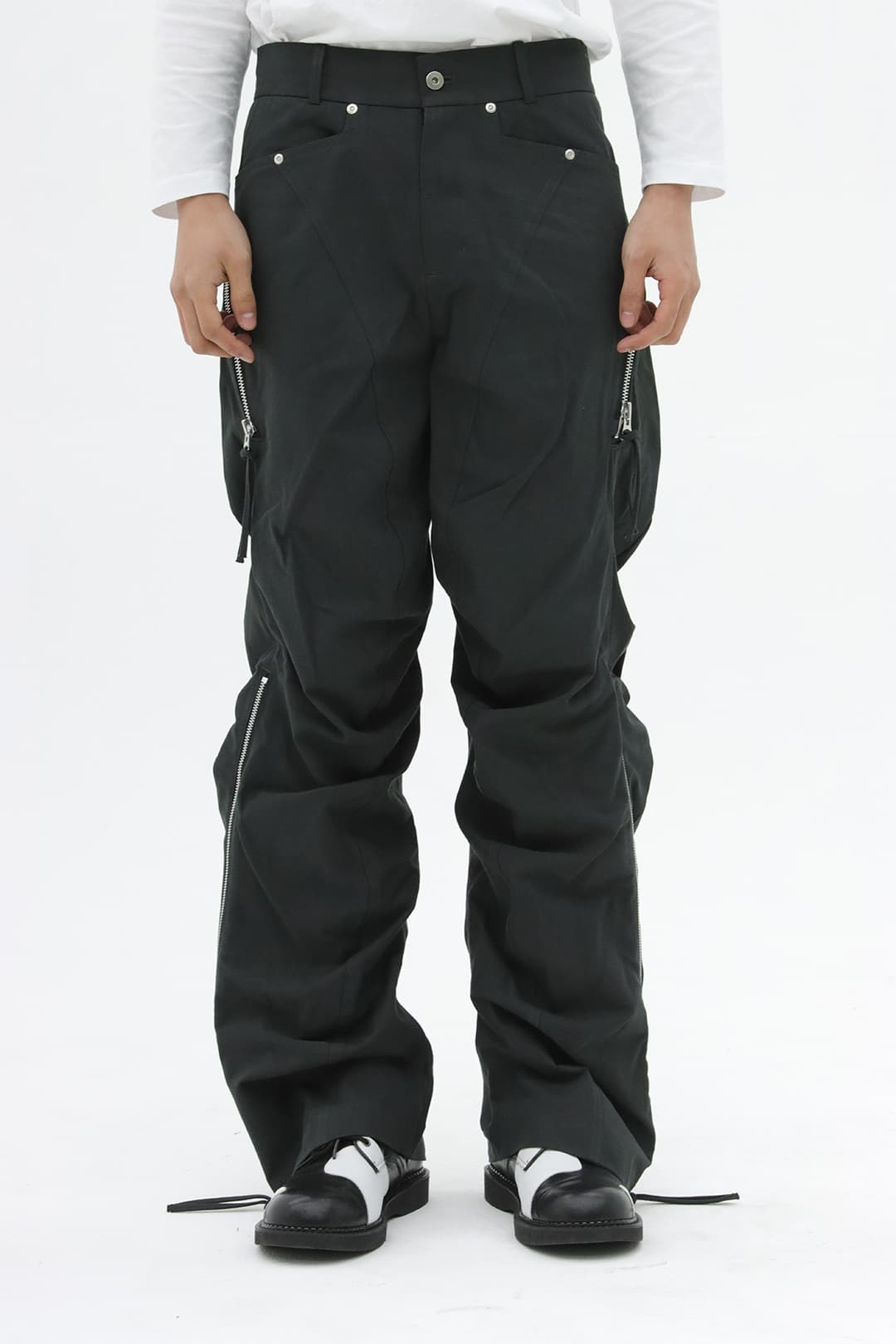 Zip Wave Bootcut Pants (Charcoal) — vue 7