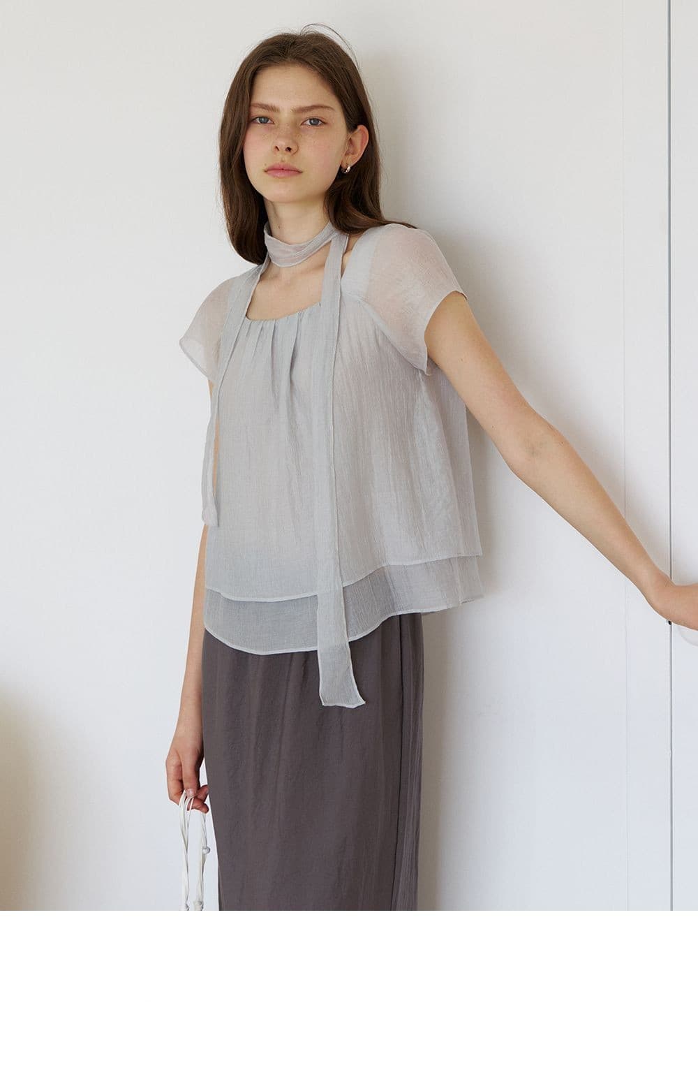 scarf set-up blouse (pale gray) orc 6051 — vue 5