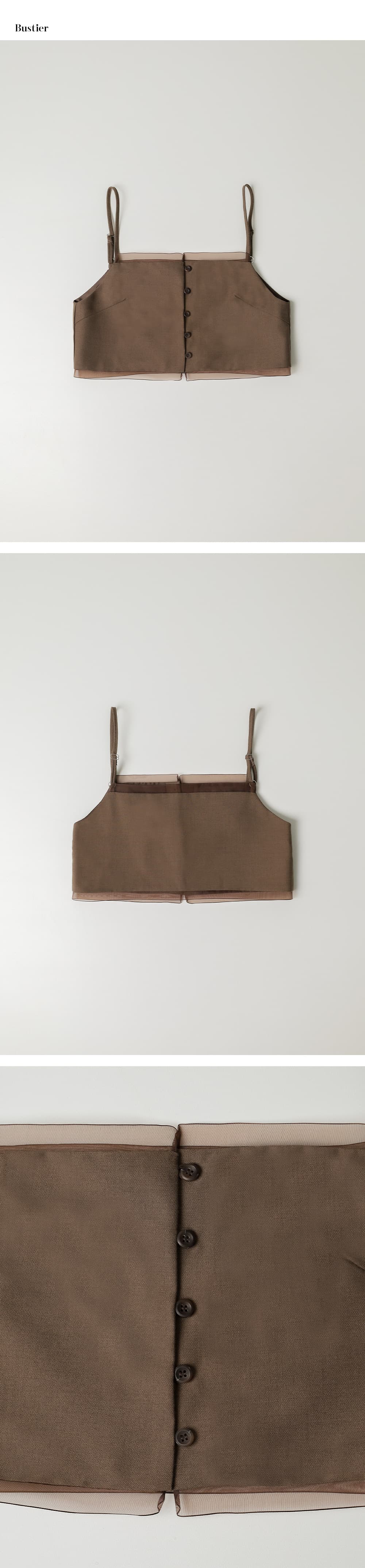 (set) organza detail bustier (brown)+pleated wrap mini skirt (brown) orc 6057 — vue 9