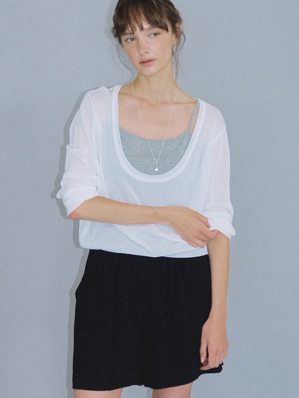 deep u-neck knit (ivory) orc 6067 — vue 3