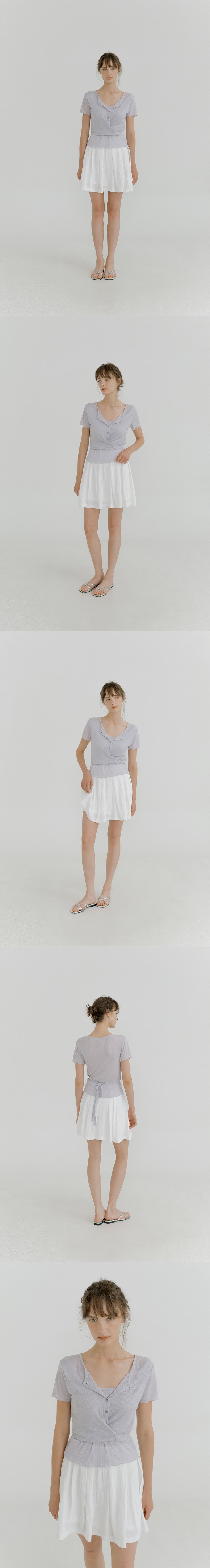 layered wrap detail T-shirt (blue gray) orc 6070 — vue 6