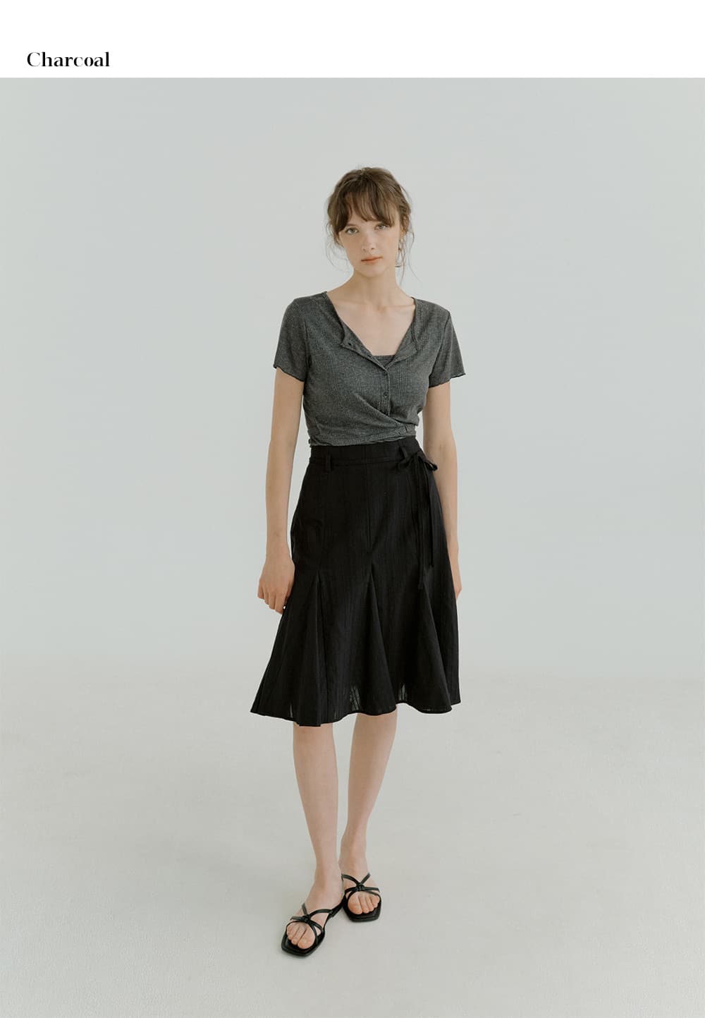 layered wrap detail T-shirt (blue gray) orc 6070 — vue 8