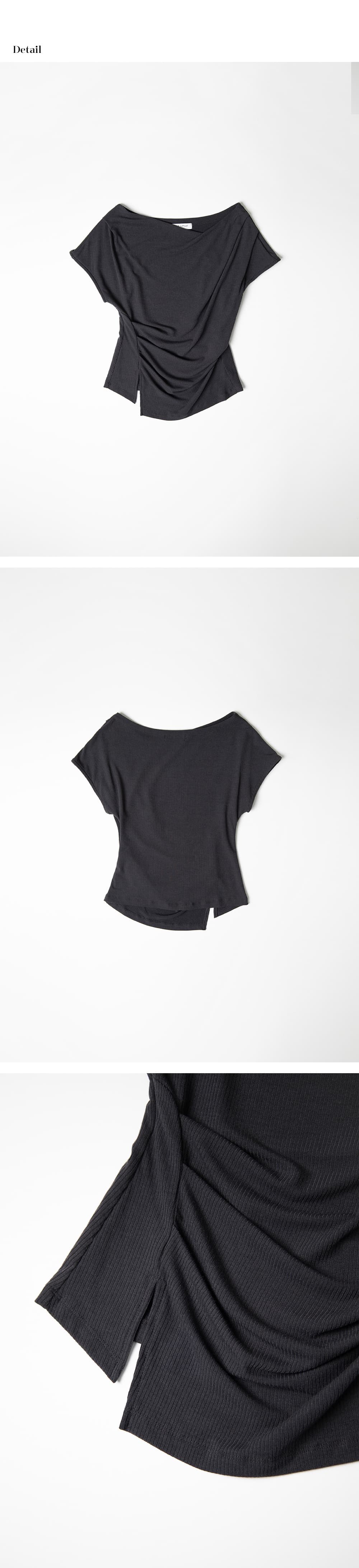 drape oblique slit T-shirt (charcoal) orc 6075 — vue 9