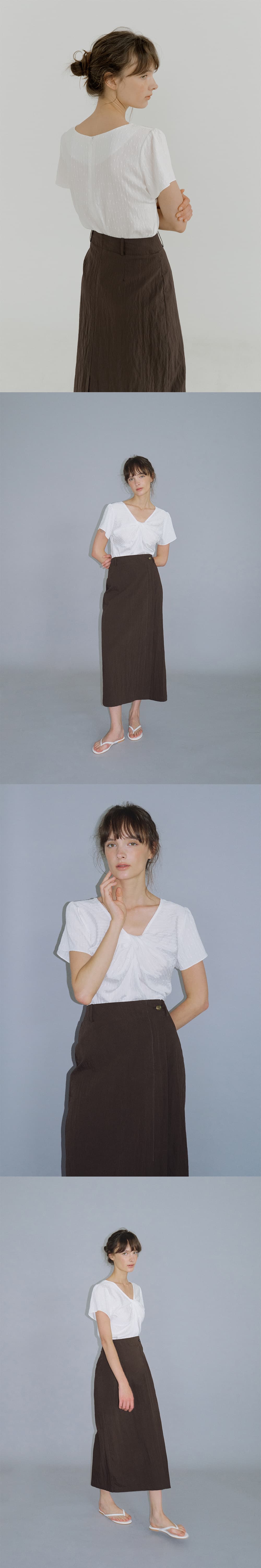 twisted V-neck blouse (ivory) orc 6079 — vue 7