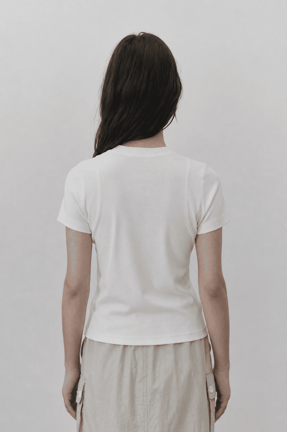 Cover stitch T shirt - Cream — vue 9