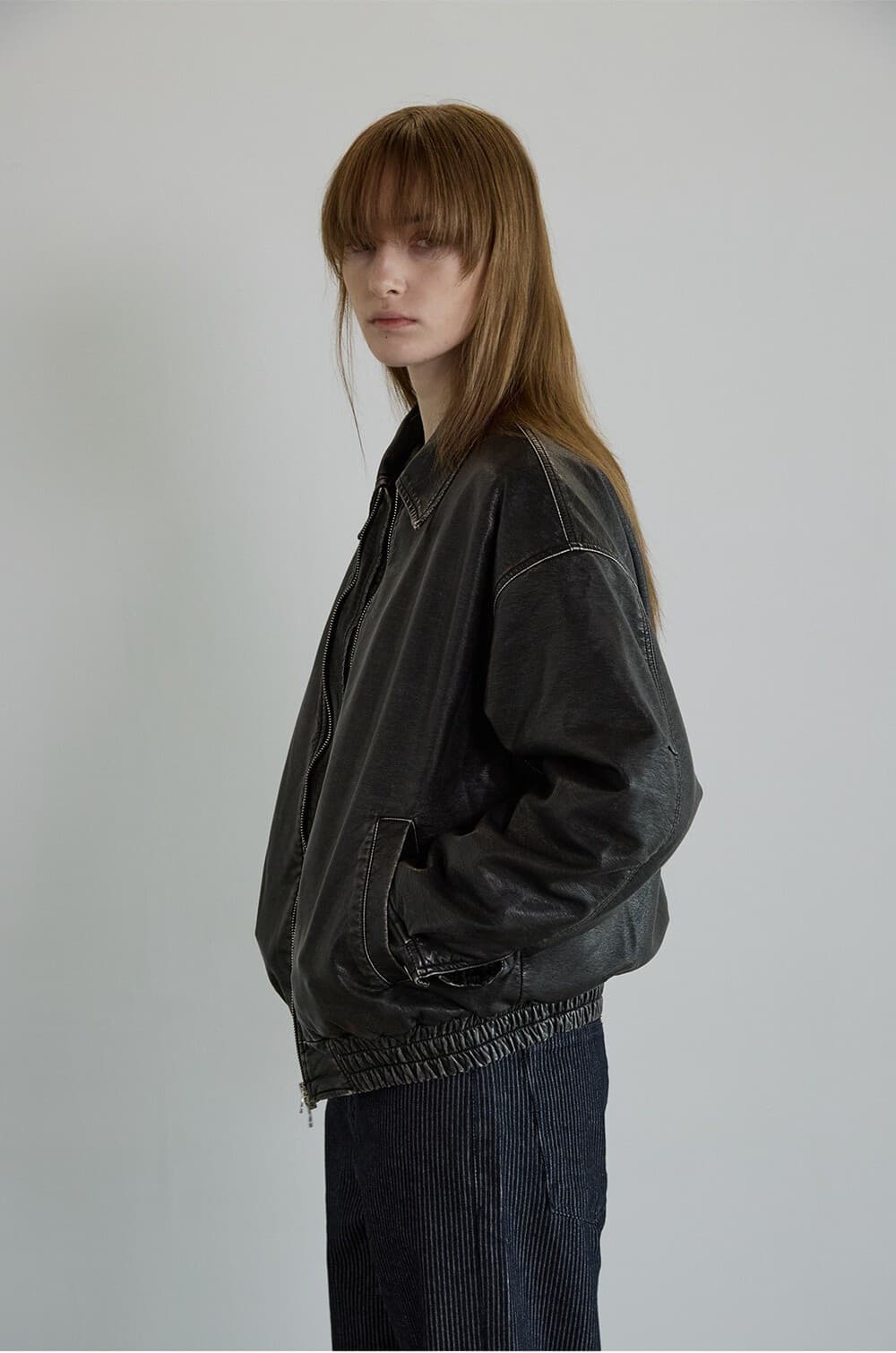 Fur lining faux leather jumper - Black — vue 8