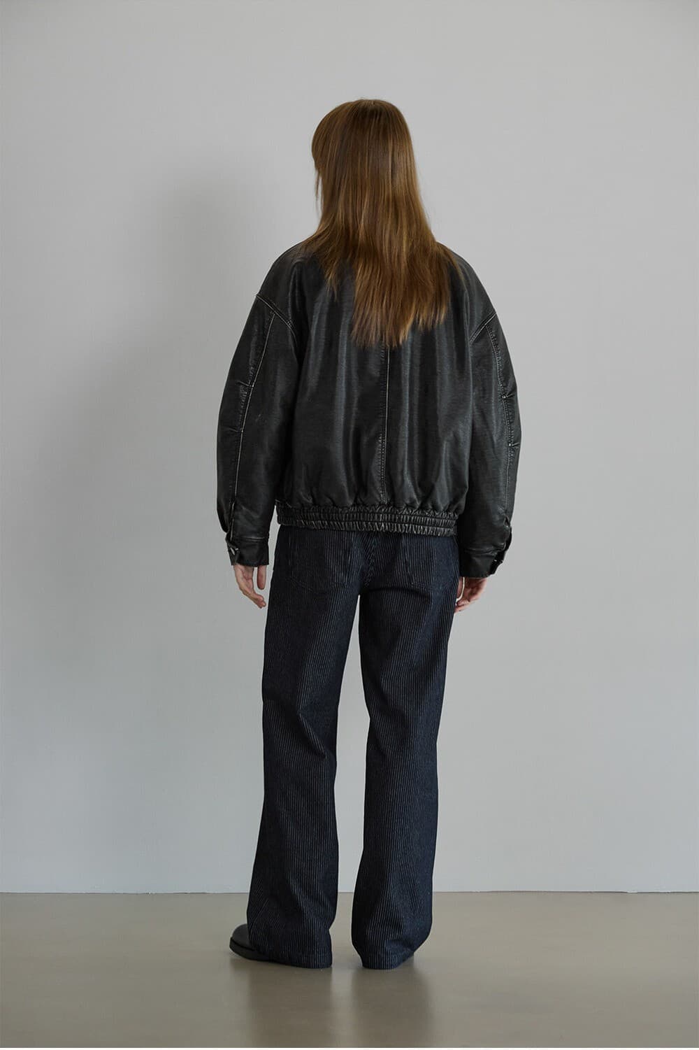 Fur lining faux leather jumper - Black — vue 9