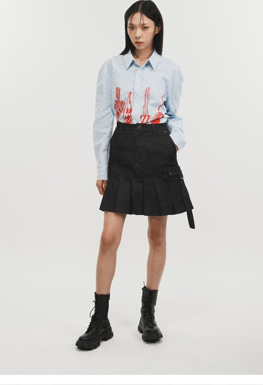 Denim Pleats Skirt — vue 3